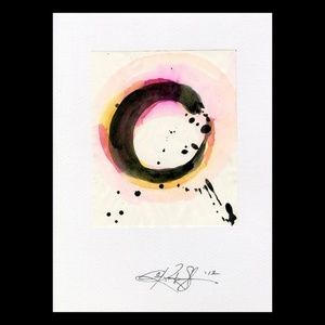 Enso Painting, Zen Circle art, yellow, Original Contemporary Modern Spiritual